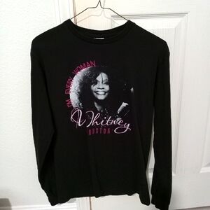 Black Whitney Houston Graphic Long Sleeve Shirt